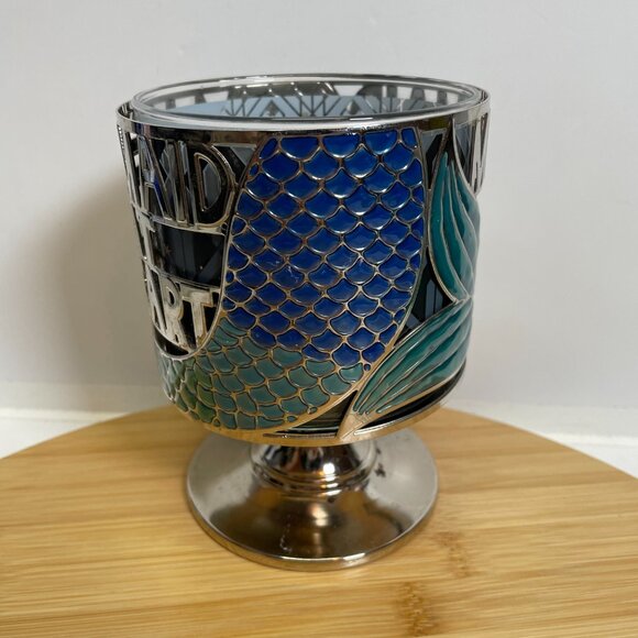 Bath & Body Works Mermaid At Heart Silver Metal 3 Wick Candle Holder Pedestal - Picture 3 of 7